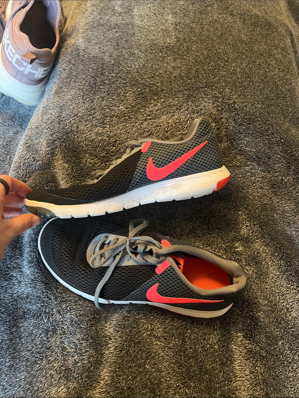Nike Black Mesh Training Shoes with Pink Swoosh